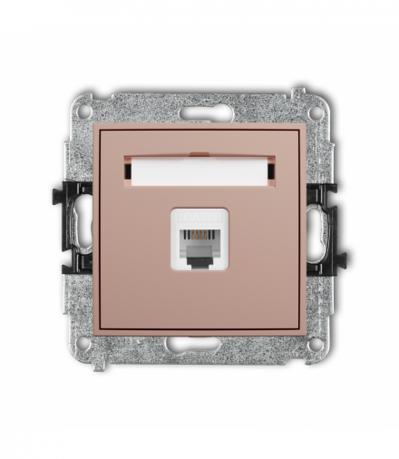 MINI Gniazdo telefoniczne pojedyncze 1xRJ11, 4-stykowy, beznarzędziowe, Łososiowy Karlik 62MGT-1