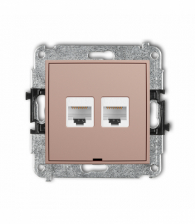 MINI Gniazdo komputerowe podwójne 2xRJ45, kat. 5e, 8-stykowy, bez pola opisowego, Łososiowy Karlik 62MGKBO-2