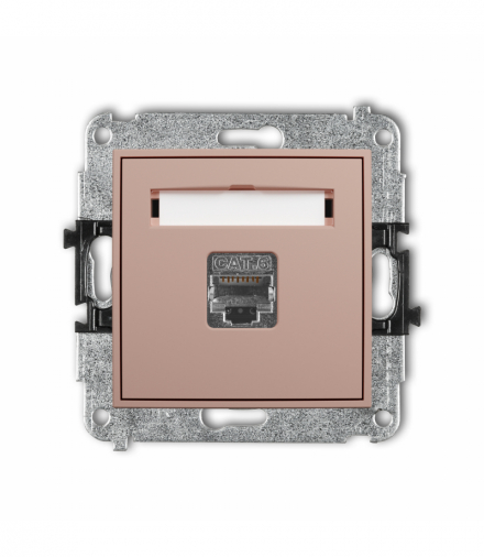 MINI Gniazdo komputerowe pojedyncze 1xRJ45, kat. 6, ekranowany, 8-stykowy, Łososiowy Karlik 62MGK-5