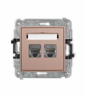 MINI Gniazdo komputerowe podwójne 2xRJ45, kat. 6, ekranowany, 8-stykowy, Łososiowy Karlik 62MGK-6
