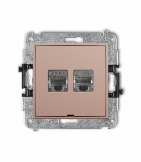 MINI Gniazdo komputerowe podwójne 2xRJ45, kat. 6, ekranowany, 8-stykowy, bez pola opisowego, Łososiowy Karlik 62MGKBO-6
