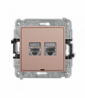 MINI Gniazdo komputerowe podwójne 2xRJ45, kat. 7, ekranowany, 8-stykowy, bez pola opisowego, Łososiowy Karlik 62MGKBO-10