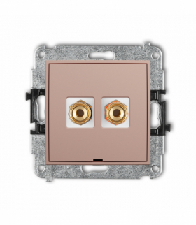 MINI Gniazdo głośnikowe pojedyncze, bez pola opisowego (typu banan - czerwony i czarny, pozłacany, 4 mm2, skręcany), Łososiowy Karlik 62MGGBO-4