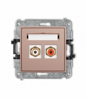 MINI Gniazdo podwójne RCA (typu cinch - biały i czerwony, pozłacany), Łososiowy Karlik 62MGRCA-2
