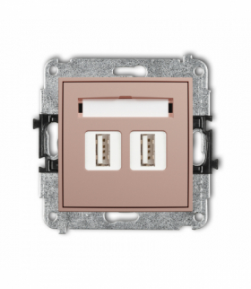 MINI Gniazdo podwójne 2xUSB A-A 2.0, Łososiowy Karlik 62MGUSB-2