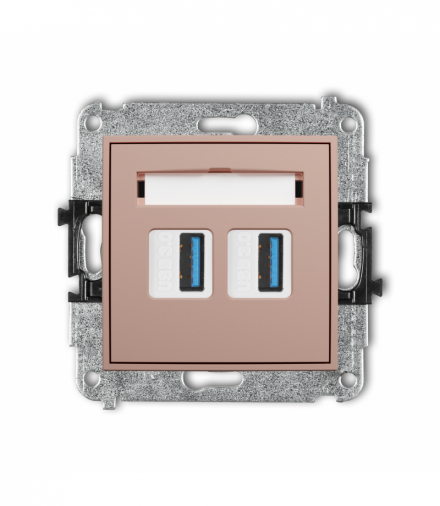 MINI Gniazdo podwójne 2xUSB A-A 3.0, Łososiowy Karlik 62MGUSB-6