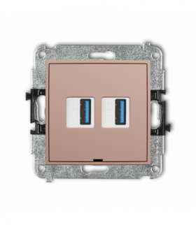 MINI Gniazdo podwójne 2xUSB A-A 3.0, bez pola opisowego, Łososiowy Karlik 62MGUSBBO-6