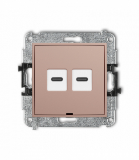 MINI Gniazdo podwójne 2xUSB C-C, bez pola opisowego, Łososiowy Karlik 62MGUSBBO-8