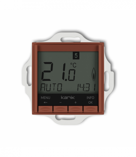 MINI Regulator temperatury, uniwersalny, elektroniczny, tygodniowy (podświetlenie białe), terakota Karlik 63MRT-3.1