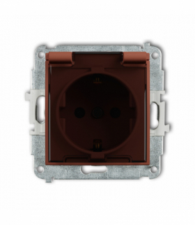 MINI Gniazdo bryzgoszczelne z uziemieniem SCHUKO 2P+Z (klapka dymna, przesłony torów prądowych), terakota Karlik 63MGPB-1sdp