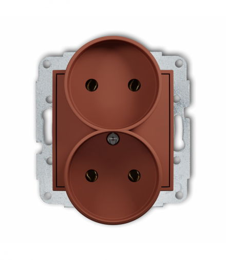 MINI Gniazd podwójne do ramki bez uziemienia 2x2P (bez przesłon torów prądowych), terakota Karlik 63MGPR-2