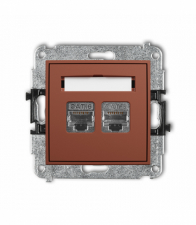MINI Gniazdo komputerowe podwójne 2xRJ45, kat. 6, ekranowany, 8-stykowy, terakota Karlik 63MGK-6