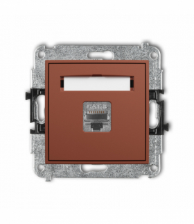 MINI Gniazdo komputerowe pojedyncze 1xRJ45, kat. 8, ekranowany, 8-stykowy, terakota Karlik 63MGK-11