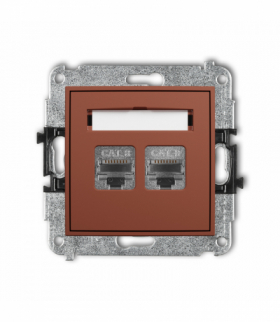 MINI Gniazdo komputerowe podwójne 2xRJ45, kat. 8, ekranowany, 8-stykowy, terakota Karlik 63MGK-12