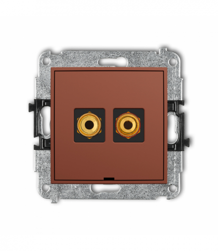 MINI Gniazdo głośnikowe pojedyncze, bez pola opisowego (typu banan - czerwony i czarny, pozłacany, 4 mm2, skręcany), terakota Karlik 63MGGBO-4