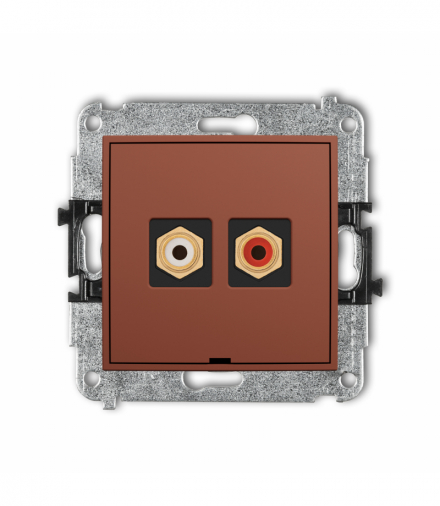 MINI Gniazdo podwójne RCA, bez pola opisowego (typu cinch - biały i czerwony, pozłacany), terakota Karlik 63MGRCABO-2