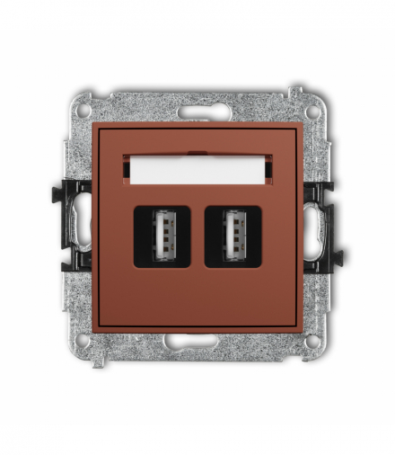 MINI Gniazdo podwójne 2xUSB A-A 2.0, terakota Karlik 63MGUSB-2