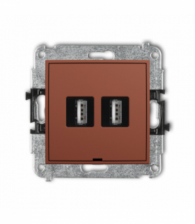 MINI Gniazdo podwójne 2xUSB A-A 2.0, bez pola opisowego, terakota Karlik 63MGUSBBO-2