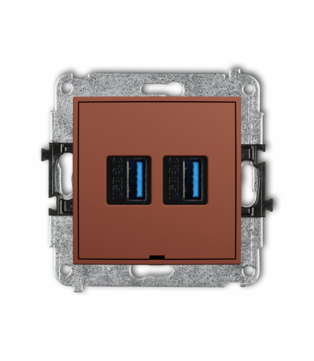 MINI Gniazdo podwójne 2xUSB A-A 3.0, bez pola opisowego, terakota Karlik 63MGUSBBO-6