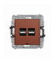 MINI Ładowarka USB podwójna 2xUSB A, 15,5W max., 5V, 3.1A, bez pola opisowego, terakota Karlik 63MCUSBBO-6