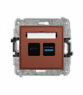 MINI Ładowarka USB podwójna USB C + USB A, 20W max., terakota Karlik 63MCUSB-8