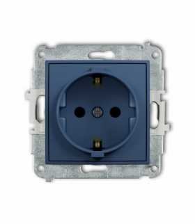 MINI Gniazd pojedyncze z uziemieniem SCHUKO 2P+Z (przesłony torów prądowych), navy blue Karlik 64MGP-1sp