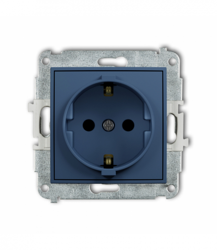 MINI Gniazd pojedyncze z uziemieniem SCHUKO 2P+Z (przesłony torów prądowych), navy blue Karlik 64MGP-1sp