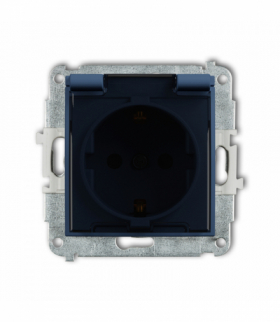 MINI Gniazdo bryzgoszczelne z uziemieniem SCHUKO 2P+Z (klapka dymna, przesłony torów prądowych), navy blue Karlik 64MGPB-1sdp