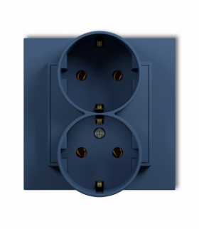 MINI Gniazdo podwójne z uziemieniem SCHUKO 2x(2P+Z) (bez przesłon torów prądowych), navy blue Karlik 64MGP-2s
