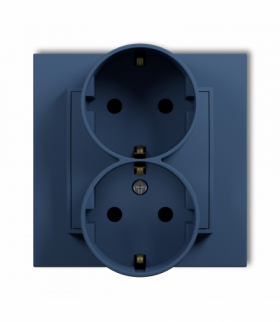 MINI Gniazdo podwójne z uziemieniem SCHUKO 2x(2P+Z) (przesłony torów prądowych), navy blue Karlik 64MGP-2sp