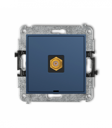 MINI Gniazdo antenowe pojedyncze typu F (SAT) pozłacany, bez pola opisowego, navy blue Karlik 64MGFBO-1.1