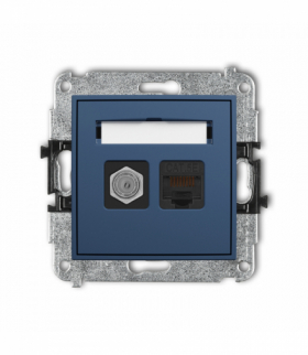 MINI Gniazdo antenowe typu F (SAT) + komputerowe 1xRJ45, kat. 5e, 8-stykowy, navy blue Karlik 64MGFK-1