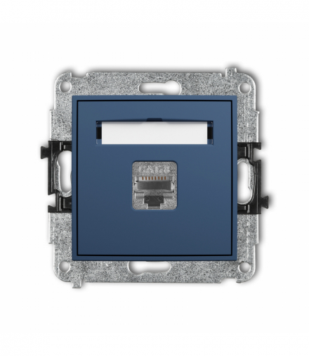 MINI Gniazdo komputerowe pojedyncze 1xRJ45, kat. 8, ekranowany, 8-stykowy, navy blue Karlik 64MGK-11