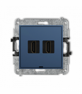 MINI Gniazdo podwójne HDMI 2.1, 8K, bez pola opisowego, navy blue Karlik 64MHDMIBO-6