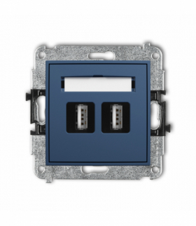 MINI Gniazdo podwójne 2xUSB A-A 2.0, navy blue Karlik 64MGUSB-2