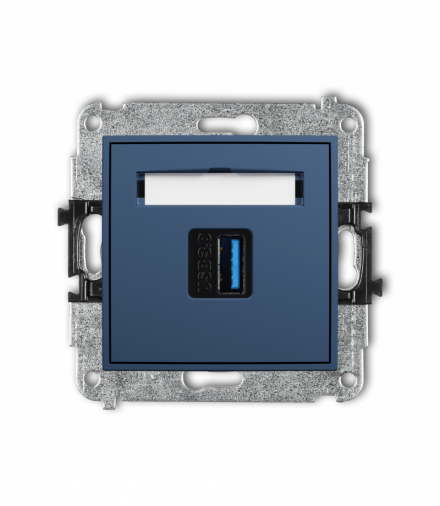 MINI Gniazdo pojedyncze USB A-A 3.0, navy blue Karlik 64MGUSB-5
