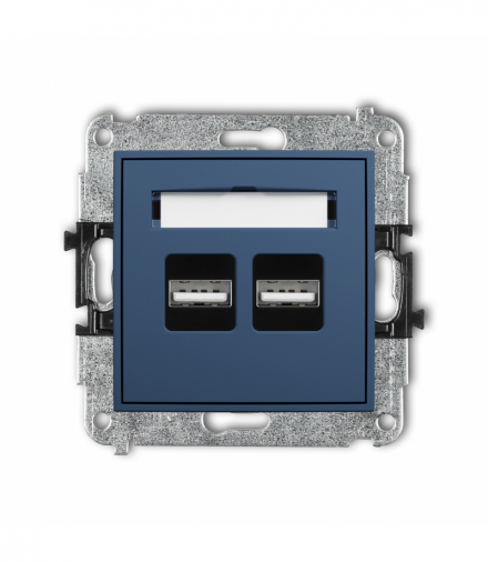 MINI Ładowarka USB podwójna 2xUSB A, 15,5W max., 5V, 3.1A, navy blue Karlik 64MCUSB-6