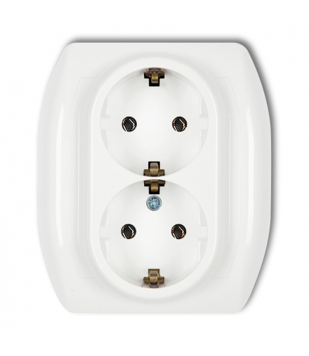 TREND Gniazdo podwójne z uziemieniem SCHUKO 2x(2P+Z) (bez przesłon torów prądowych), biały Karlik GP-2s