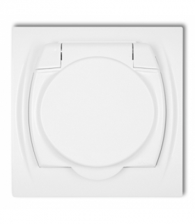 LOGO Gniazdo bryzgoszczelne z uziemieniem SCHUKO 2P+Z (klapka biała, bez przesłon torów prądowych), biały Karlik LGPB-1s