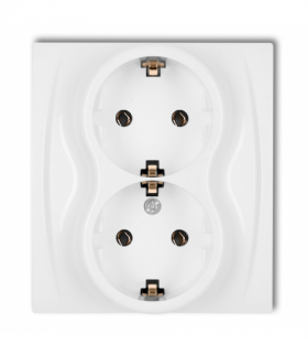 LOGO Gniazdo podwójne z uziemieniem SCHUKO 2x(2P+Z) (bez przesłon torów prądowych), biały Karlik LGP-2s