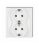 LOGO Gniazdo podwójne z uziemieniem SCHUKO 2x(2P+Z) (bez przesłon torów prądowych), biały Karlik LGP-2s