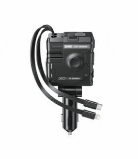 Ładowarka samochodowa XO CC66 104W 1xUSB 1xUSB-C czarna z kablem USB-C i kablem Lightning TFO GSM188159