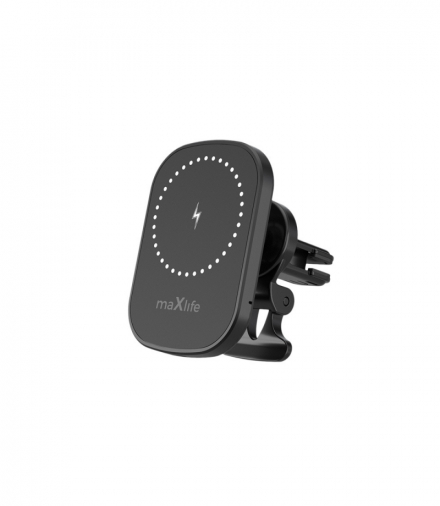 Uchwyt samochodowy, ładowarka do kratki Maxlife MXCH-16 magnetyczny z ładowaniem bezprzewodowym czarny 15W TFO OEM0002447