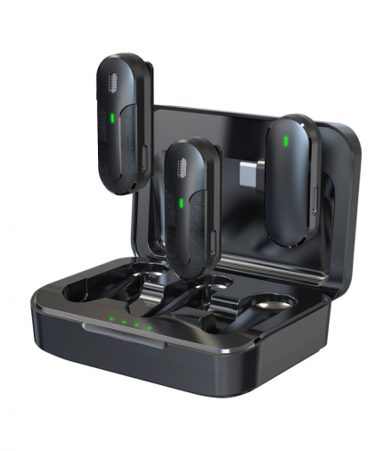 Devia mikrofon do telefonu Kintone USB-C bezprzewodowy podwójny krawatowy czarny TFO GSM184016