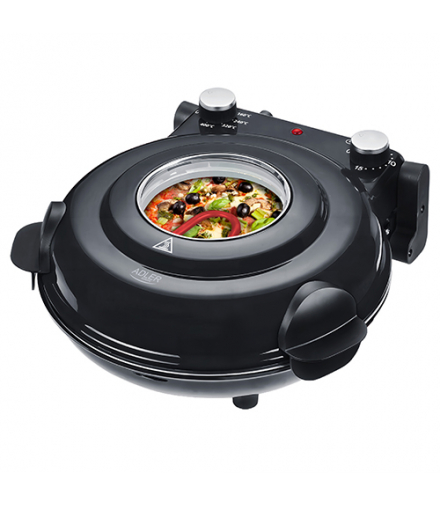 Piec do pizzy, elektryczny, pizza już w 5 minut, 5 stopni regulacji temperatury do 400 stopni C, ADLER AD 6314