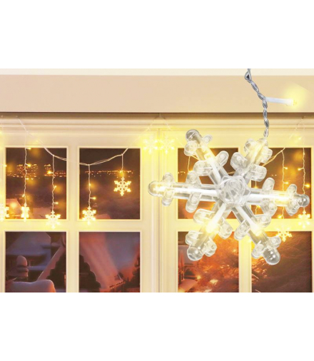 Kurtyna świetlna 136 LED, Płatki śniegu, światło ciepłe białe LAMEX ML55C