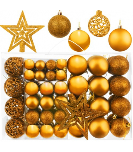 Bombki choinkowe zestaw 100 szt + gwiazda, złote ISO TRADE 00011429
