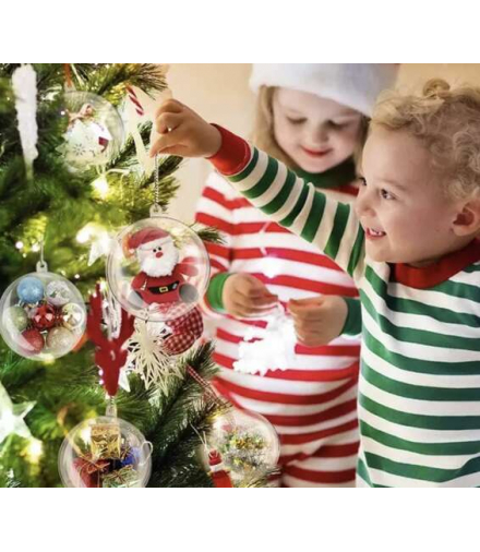 Bombki rozkładane, przezroczyste 10cm zestaw 5szt. bombka rozkłada się na pół, możliwość włożenia dekoracji do środka Ruhhy 22276