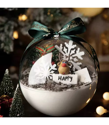 Bombki rozkładane, przezroczyste, 8cm zestaw 12szt. bombka rozkłada się na pół, możliwość włożenia dekoracji do środka Ruhhy 20508