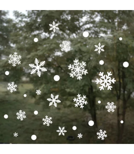 Bezklejowe naklejki świąteczne na okno, śnieżynki Ruhhy 22359